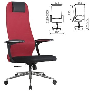Кресло офисное BRABIX PREMIUM "Ultimate EX-801" хром, плотная двойная сетка Х2, черное/красное, 532921 - фото 3651473