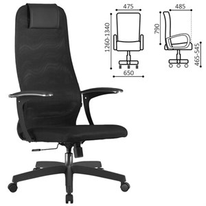 Кресло офисное BRABIX PREMIUM "Ultimate EX-801" пластик, плотная двойная сетка Х2, черное, 532922 - фото 3651474
