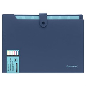Папка-органайзер на кнопке 12 отделений, BRAUBERG "Extra", А4, синяя с голубым, 271933 - фото 3652732