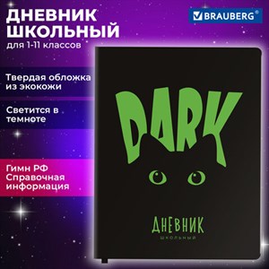 Дневник 1-11 класс 48 л., кожзам (твердая с поролоном), флуоресцентный, BRAUBERG, "Котик", 106907 - фото 3783036