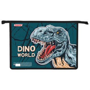 Папка для тетрадей ПИФАГОР А4, 1 отделение, картон/пластик, на молнии, "Dino world", 272131 - фото 3943409