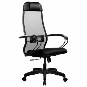Кресло офисное МЕТТА "К-11", пластик, ткань-сетка, сиденье мягкое, черное - фото 3944555