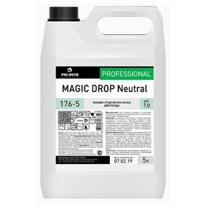 Средство для мытья посуды, 5 л, PRO-BRITE MAGIC DROP Neutral, без запаха, нейтральное, концентрат, 176-5 - фото 3945597