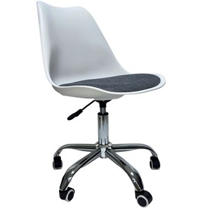 Кресло стул BRABIX "Eames MG-310 CH", хром, пластик белый, ткань серая, 532924 - фото 3947414