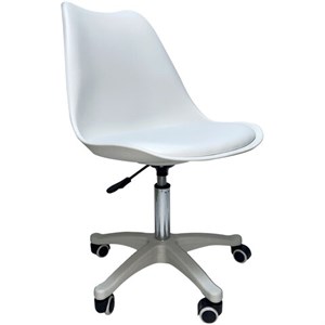 Кресло стул BRABIX "Eames MG-310 PL", пластик белый, экокожа белая, 532926 - фото 3947416