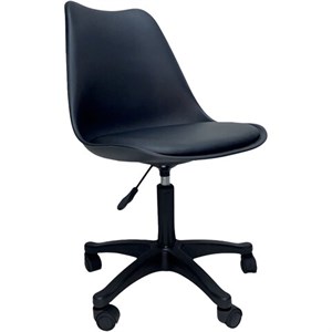 Кресло стул BRABIX "Eames MG-310 PL", пластик черный, экокожа черная, 532927 - фото 3947417