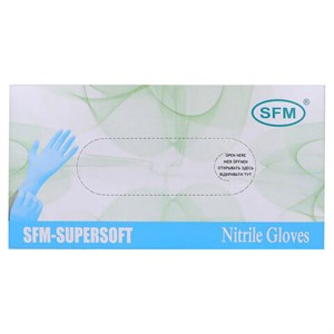 Перчатки нитриловые смотровые SFM Supersoft, Германия, 100 пар (200 штук), размер S (малый) - фото 4173970