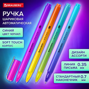 Ручка шариковая BRAUBERG GRADE, СИНЯЯ, корпус soft-touch, пишущий узел 0,7 мм, линия письма 0,35 мм, 144207 - фото 4982343