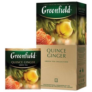 Чай GREENFIELD "Quince Ginger" зеленый с японской айвой и имбирем, 25 пакетиков в конвертах по 2 г - фото 4983045