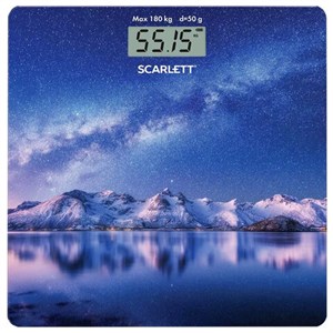 Весы напольные SCARLETT SC-BS33E022, электронные, вес до 180 кг, квадратные, стекло, звездное небо - фото 4983566