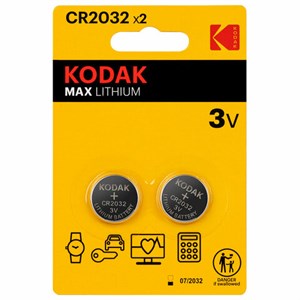 Батарейки КОМПЛЕКТ 2 шт., KODAK Max Lithium, CR2032, литиевые, блистер, Б0037004 - фото 4983643