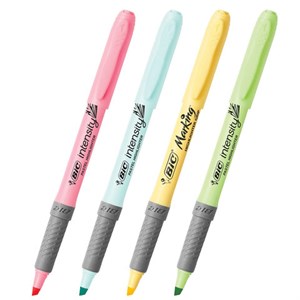 Набор текстовыделителей BIC "Grip Pastel" 4 шт., АССОРТИ, линия 1,6-4 мм, 964859 - фото 4984038