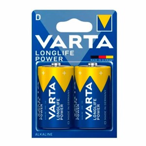 Батарейки алкалиновые КОМПЛЕКТ 2 шт., VARTA LONGLIFE POWER, D (LR20, 13А), блистер, 4920121412 - фото 5372944