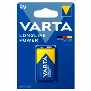 Батарейка алкалиновая 1 шт., VARTA LONGLIFE POWER, Крона 9V (6LR61, 6LF22, 1604A), 4922121411 - фото 5372946