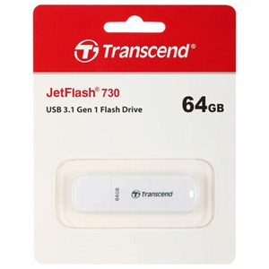 Флеш-диск 64GB TRANSCEND JetFlash 730, USB 3.1, белый, TS64GJF730 - фото 5488470