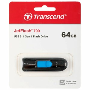 Флеш-диск 64GB TRANSCEND JetFlash 790, USB 3.1, черный, TS64GJF790K - фото 5488473