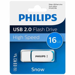 Флеш-диск 16GB PHILIPS SNOW, разъем USB 2.0, синий, FM16FD70B/97 - фото 5502231