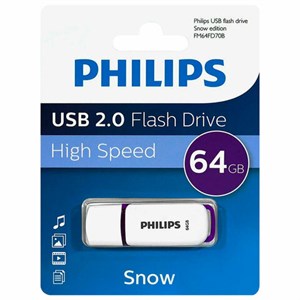 Флеш-диск 64GB PHILIPS SNOW, разъем USB 2.0, фиолетовый, FM64FD70B/97 - фото 5502234