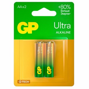 Батарейки КОМПЛЕКТ 2 шт, GP Ultra G-Tech, AA (LR6,15А), алкалиновые, пальчиковые, 15A, 15AUA21-2CRSBC2 - фото 5505166