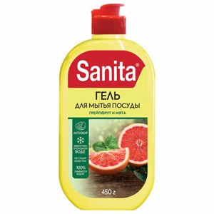 Гель для мытья посуды 450 г, SANITA "Грейпфрут и мята", 27857 - фото 5806583