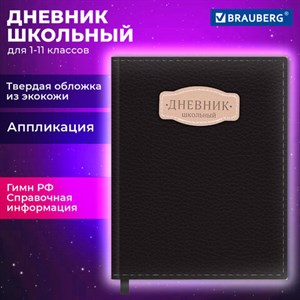 Дневник 1-11 класс 48 л., кожзам (твердая с поролоном), нашивка, BRAUBERG IGUANA, черный, 107225 - фото 5928277
