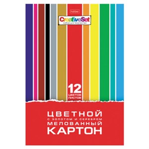 Картон цветной А4 МЕЛОВАННЫЙ ВОЛШЕБНЫЙ, 12 листов, 12 цветов, в папке, HATBER, 200х290 мм, "Creative Set", 088743, 12Кц4_32572 - фото 6015967