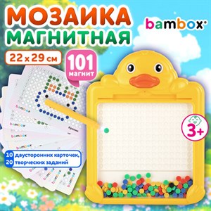 Мозаика магнитная развивающая для детей "Утенок", стилус, 101 магнит, 10 карточек, BAMBOX, 665888 - фото 6048047