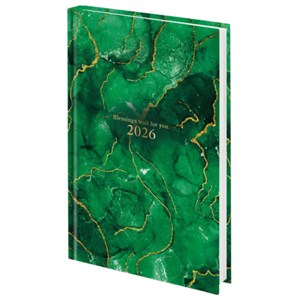 Ежедневник датированный 2026 145х215 мм, А5, STAFF, ламинированная обложка, "Green Marble", 117315 - фото 6100068