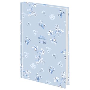 Ежедневник датированный 2026 145х215 мм, А5, STAFF, ламинированная обложка, "Blue Flowers", 117316 - фото 6100069