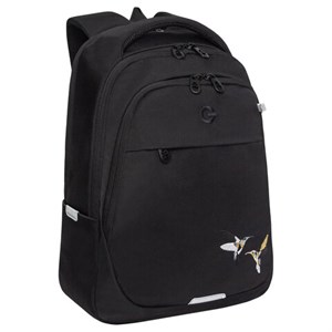 Рюкзак GRIZZLY школьный, анатомическая спинка, 2 отделения, для девочек, "COLIBRI", чёрный, 40х29х20 см, RD-540-2/4 - фото 6147915