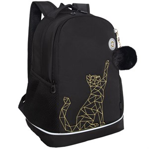 Рюкзак GRIZZLY школьный, анатомическая спинка, 2 отделения, для девочек, "GOLD CAT", 38х28х18 см, RG-563-2/1 - фото 6147923