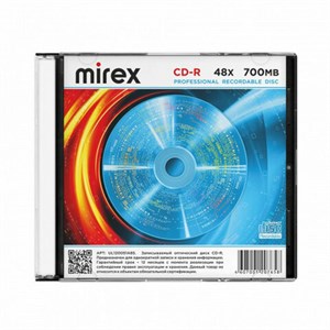 Диск CD-R MIREX, 700 Мб, 48x, Slim Case, 1 штука, UL120051A8S - фото 6154454