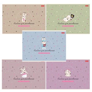 Альбом д/рис. А4 20л., скоба, Soft-touch ламинация, HATBER, 205х290мм, Милашка Банни, 20А4лВ - фото 6180713