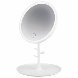 Зеркало настольное с LED-подсветкой для макияжа, диаметр 17 см, 3 режима свечения, аккумулятор 1200 mAh, цвет белый, WBZ, 609330 - фото 6205248