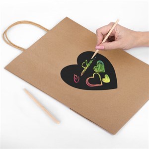 Пакет подарочный КОМПЛЕКТ 7 шт., 26x13x32 см, скретч-слой + стилус, "Heart on Kraft", ЗОЛОТАЯ СКАЗКА, 591971 - фото 6210608