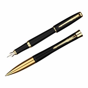 Набор PARKER "Urban Black GT": шариковая ручка синяя и перьевая ручка синяя, 2093381 - фото 6235544