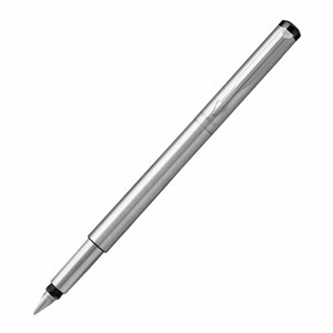 Ручка перьевая PARKER "Vector Stainless Steel", корпус серебристый, детали из нержавеющей стали, синяя, S0029690 - фото 6235545