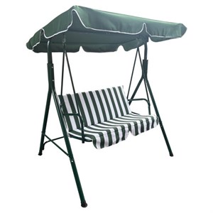 Качели садовые DASWERK (ДАСВЕРК) "RELAX SC-001", 2 места, Ш140хГ110хВ153 см, мягкое сиденье, зеленый/белый, 680050 - фото 6242574