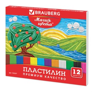 Пластилин классический BRAUBERG "МАГИЯ ЦВЕТА", 12 цветов, 240 г, со стеком, высшее качество, картонная упаковка, 103357 - фото 6249088