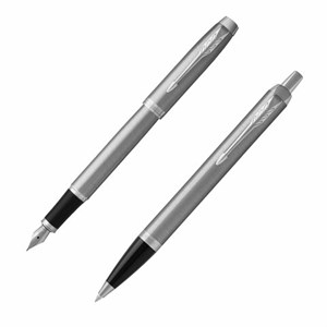 Набор PARKER "IM Stainless Steel CT": шариковая ручка синяя и перьевая ручка синяя, 2183058 - фото 6249198