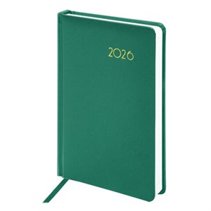 Ежедневник датированный 2026, А5, 138x213 мм, BRAUBERG "Select", балакрон, зеленый, 117083 - фото 6279498