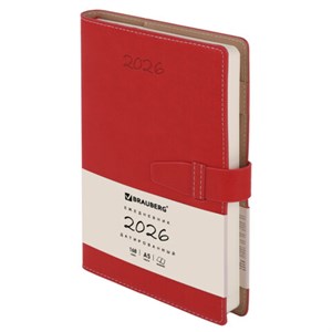 Ежедневник датированный 2025, А5, 143х218 мм, BRAUBERG "Journal", под кожу, застежка, держатель для ручки, органайзер, красный, 117380 - фото 6280197