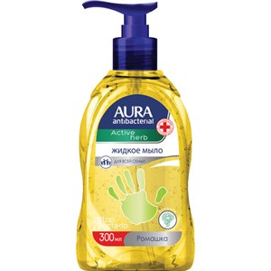 Мыло-крем жидкое, 300 мл, AURA "Antibacterial", антибактериальное, "Экстракт ромашки", дозатор, 28410, 11704 - фото 6305131