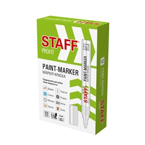 Маркер-краска лаковый (paint marker) 2-4 мм, БЕЛЫЙ, НИТРО-ОСНОВА, STAFF PROFIT, для любых поверхностей, 152577 - фото 6326866