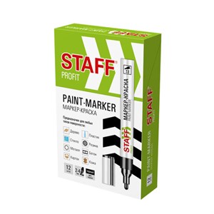 Маркер-краска лаковый (paint marker) 2-4 мм, ЧЕРНЫЙ, НИТРО-ОСНОВА, STAFF PROFIT, для любых поверхностей, 152578 - фото 6326867
