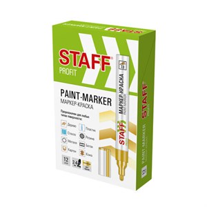 Маркер-краска лаковый (paint marker) 2-4 мм, ЗОЛОТИСТЫЙ, НИТРО-ОСНОВА, STAFF PROFIT, для любых поверхностей, 152579 - фото 6326868