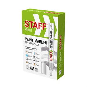 Маркер-краска лаковый (paint marker) 2-4 мм, СЕРЕБРИСТЫЙ, НИТРО-ОСНОВА, STAFF PROFIT, для любых поверхностей, 152580 - фото 6326869