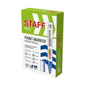 Маркер-краска лаковый (paint marker) 2-4 мм, СИНИЙ, НИТРО-ОСНОВА, STAFF PROFIT, для любых поверхностей, 152581 - фото 6326870