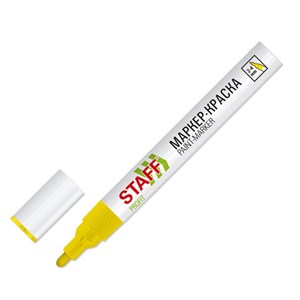 Маркер-краска лаковый (paint marker) 2-4 мм, ЖЕЛТЫЙ, НИТРО-ОСНОВА, STAFF PROFIT, для любых поверхностей, 152583 - фото 6326872