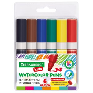 Фломастеры суперсмываемые толстые для малышей BRAUBERG KIDS, 6 цветов, ПВХ-упаковка, 152604 - фото 6329394